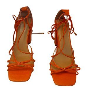 Shoe Dazzle Lace Up Sandals Orange Size 12